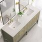 James Martin Vanities Emmeline 72" Double Bathroom Vanity in Pebble Oak with 3 cm Eternal Jasmine Pearl Quartz Top and Rectangular Sinks, , large