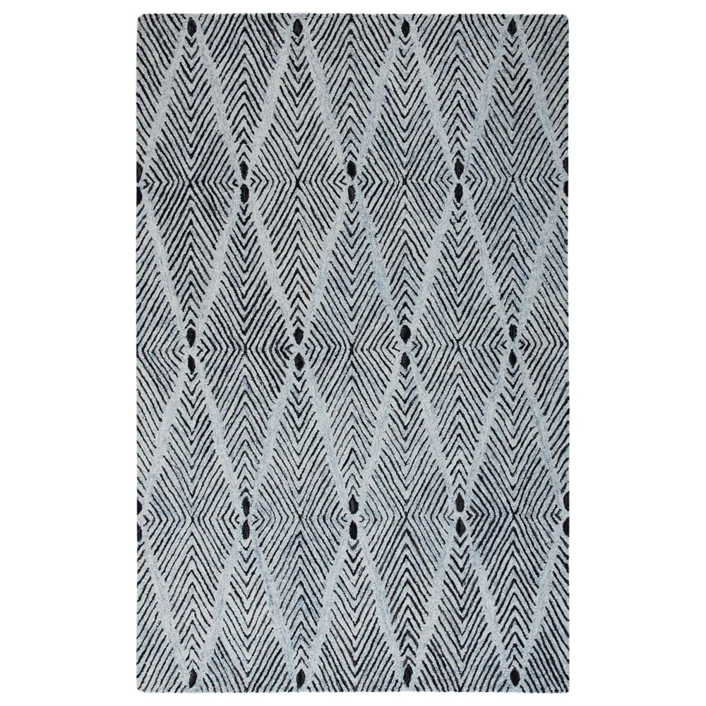Safavieh Micro-Loop 8" x 10" Light Blue and Charcoal Area Rug, , large