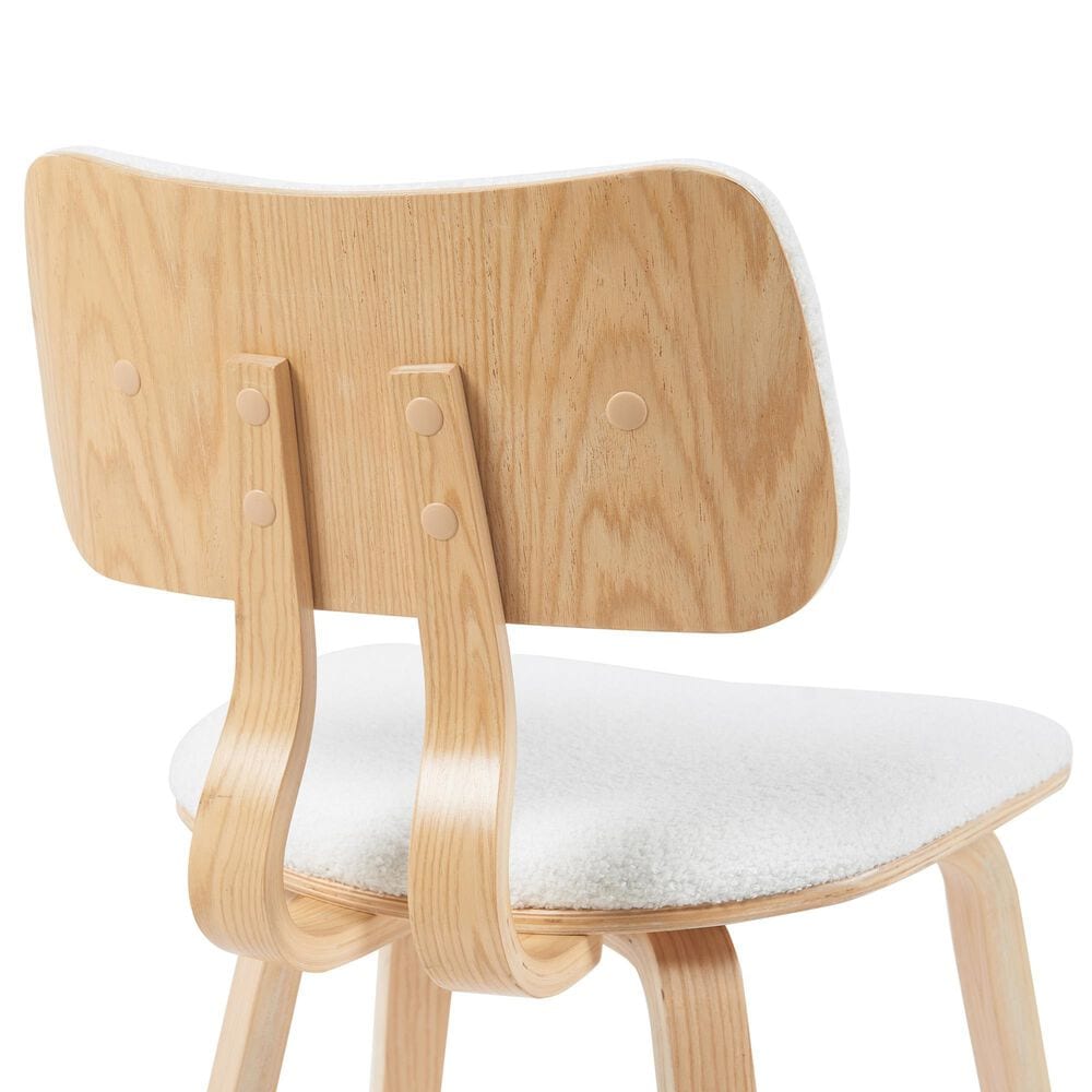 Armen Living Jaguar Side Chair with White Upholstery in Oak, , large