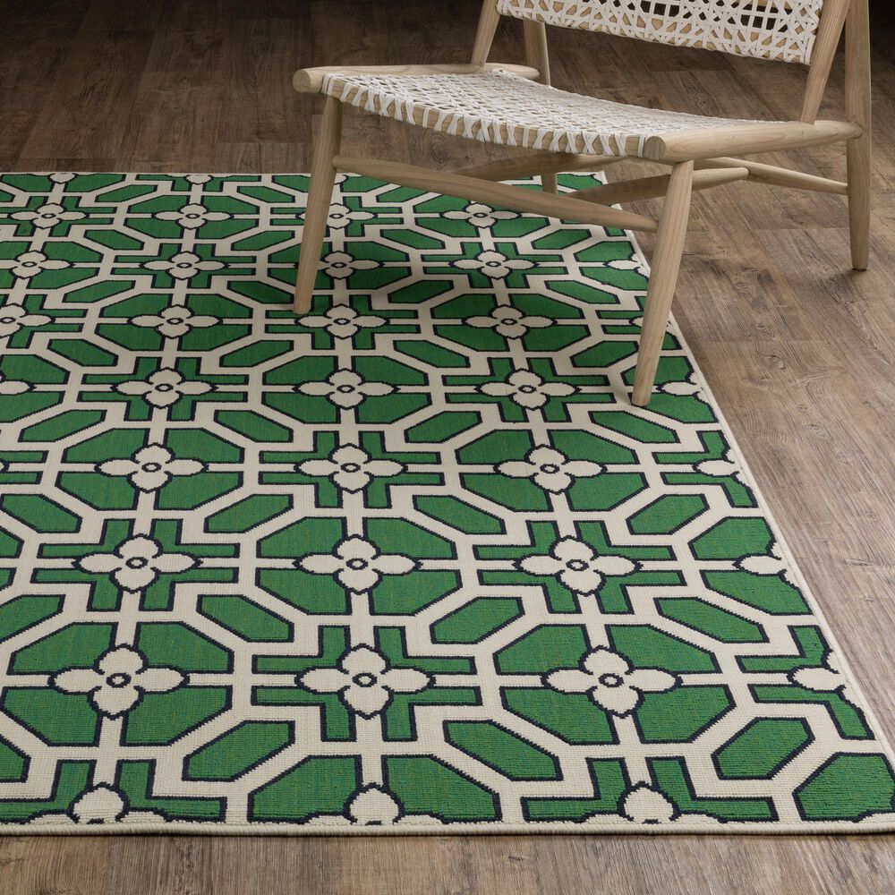 Oriental Weavers Havana Ivory and Green 9'10" x 12'10" Indoor/Outdoor Area Rug, , large
