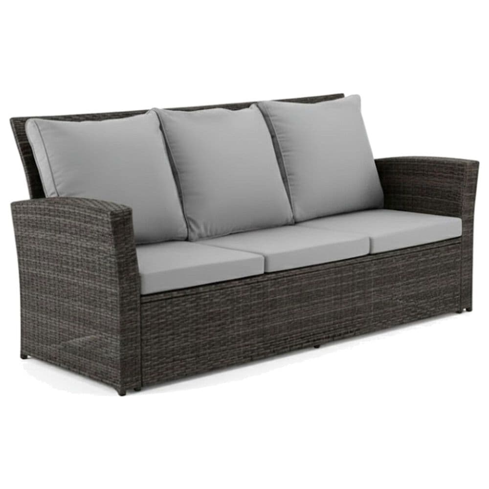 Hearth and Haven Outdoor Sofa with Black Wicker Frame in Gray, , large
