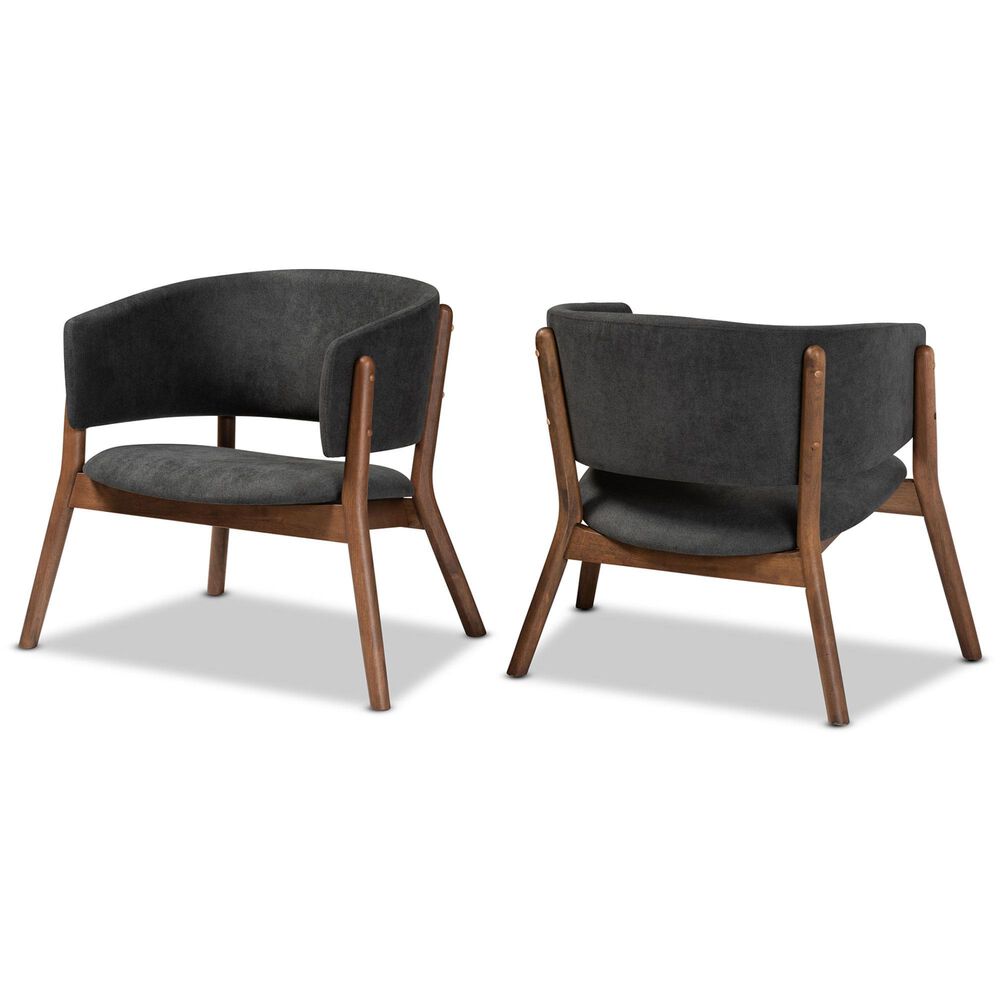 Baxton Studio Baron Accent Chair in Dark Grey (Set of 2), , large