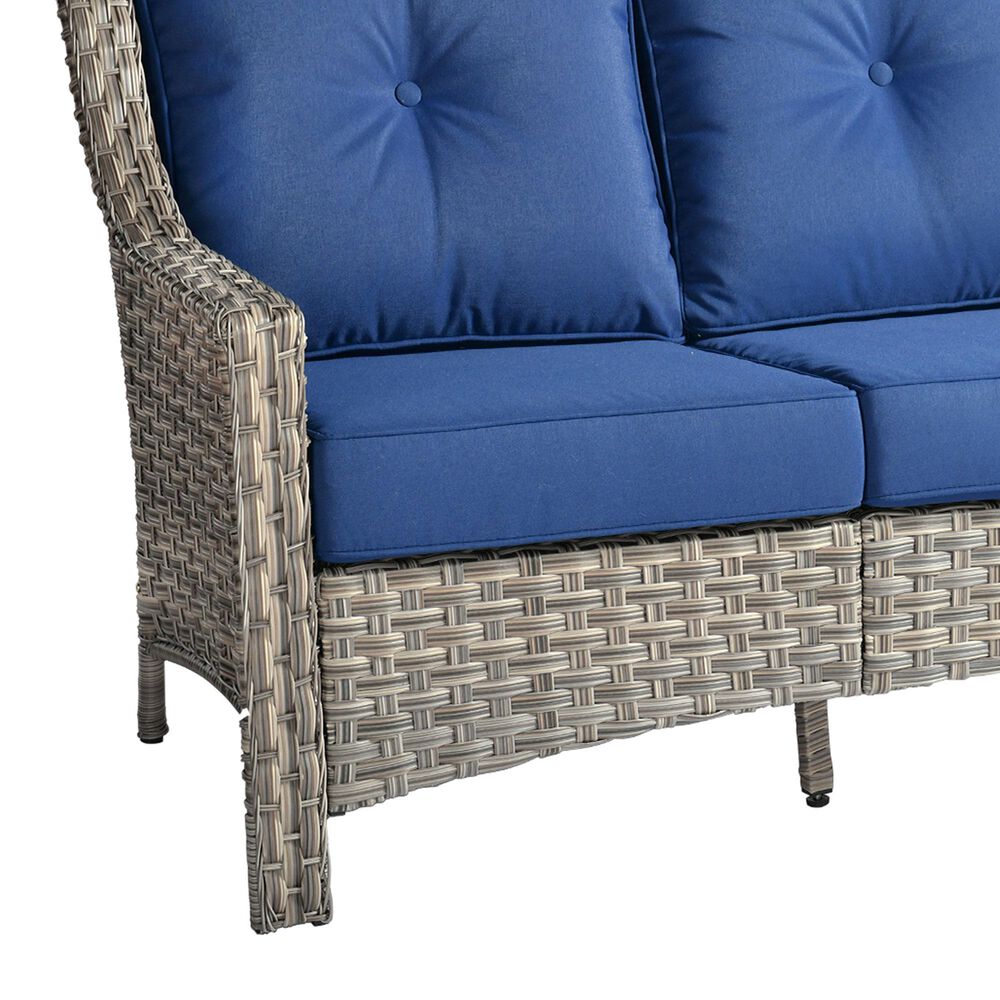 HOMLUX Outdoor Wicker Conversation Sofa in Navy Blue, , large