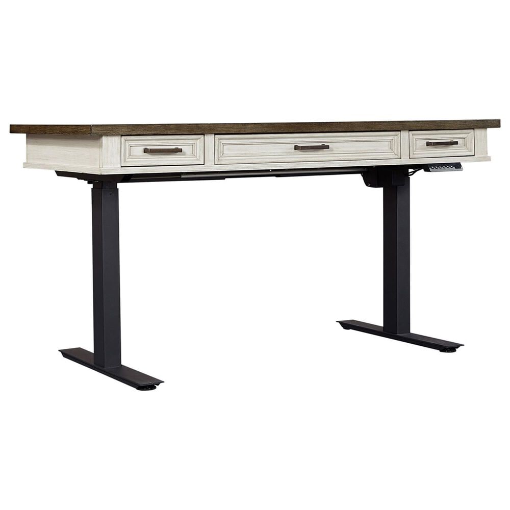 Riva Ridge Caraway 60" Lift Desk in Aged Ivory and Black, , large
