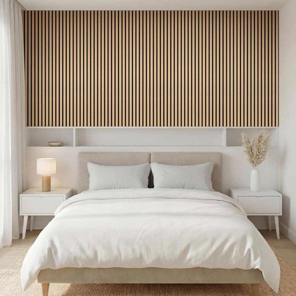 MS International Sonowood Almond 24" x 48" Acoustic Wood Slat Panels, , large