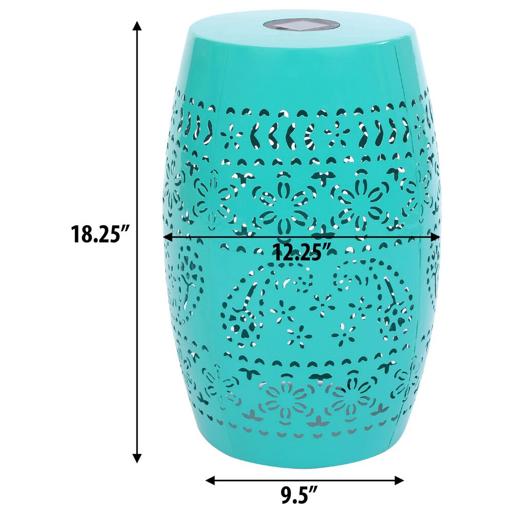 Hearth and Haven Outdoor Side Table with Built-In Solar Battery in Teal, , large