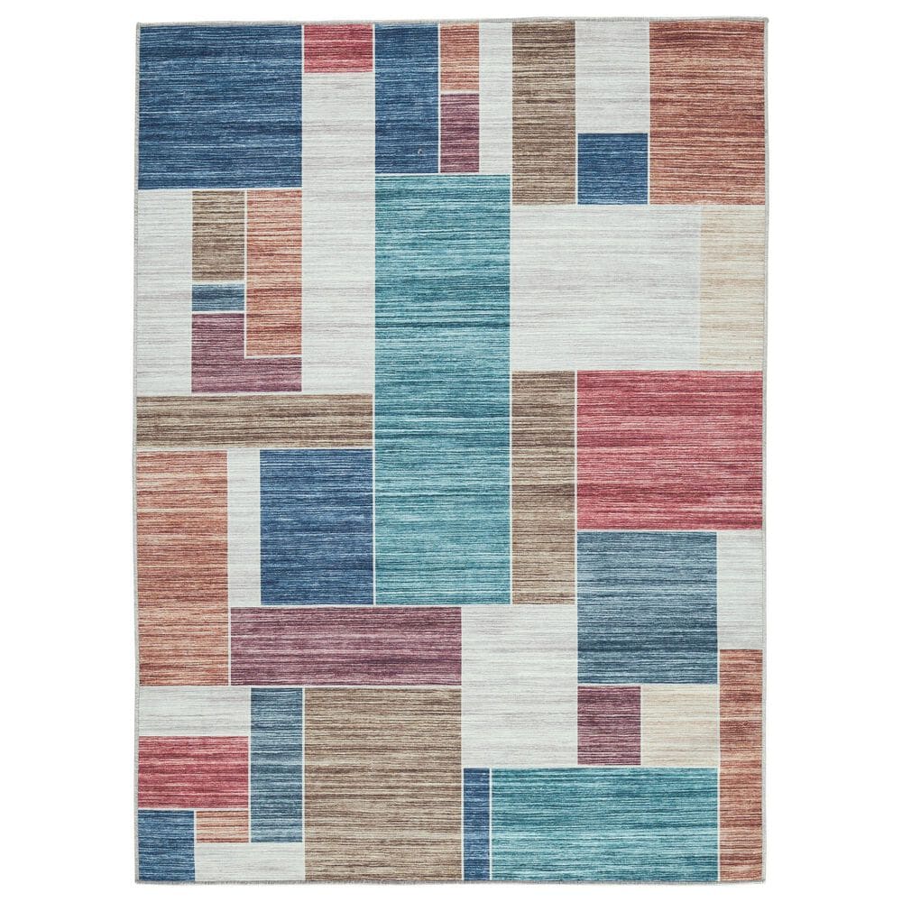 Ashley Numore 5"2" x 6"11" Beige, Teal, Blue, Green, Orange and Rust Area Rug, , large