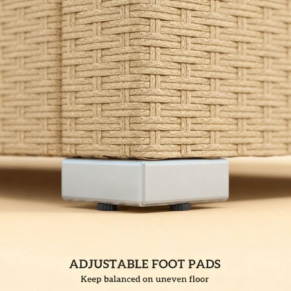 Hearth and Haven Outdoor Sofa with Cushions and Natural Wicker in Cream White, , large