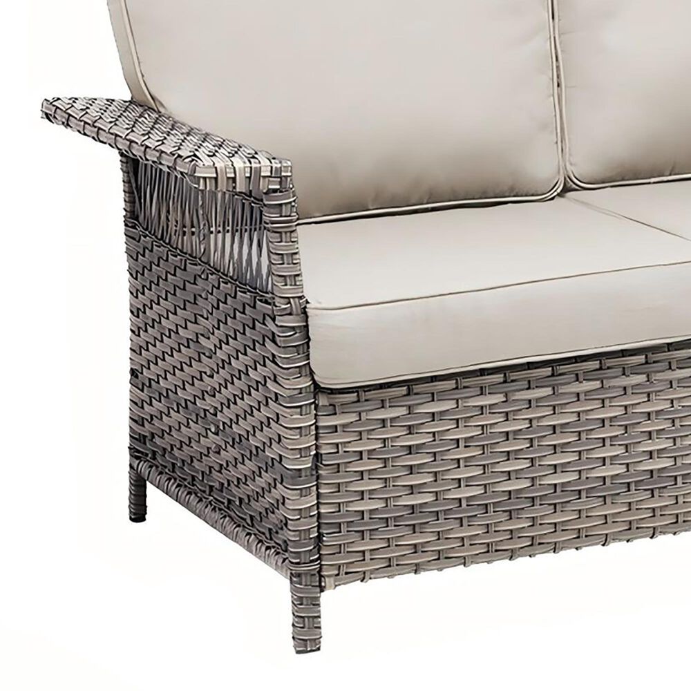 Sunwell Garden 33"H 3-Seater Outdoor Sofa with Ergonomic Design and Beige Cushions in Gray, , large