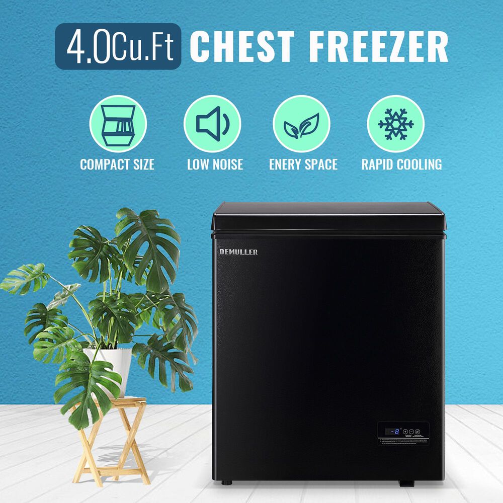 HOMLUX 4 Cu. Ft. Deep Chest Freezer with Removable Basket in Black, , large