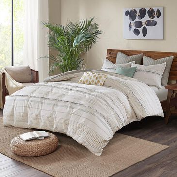 Hampton Park Nea 3-Piece King Comforter Set in Off White and Gray, , large