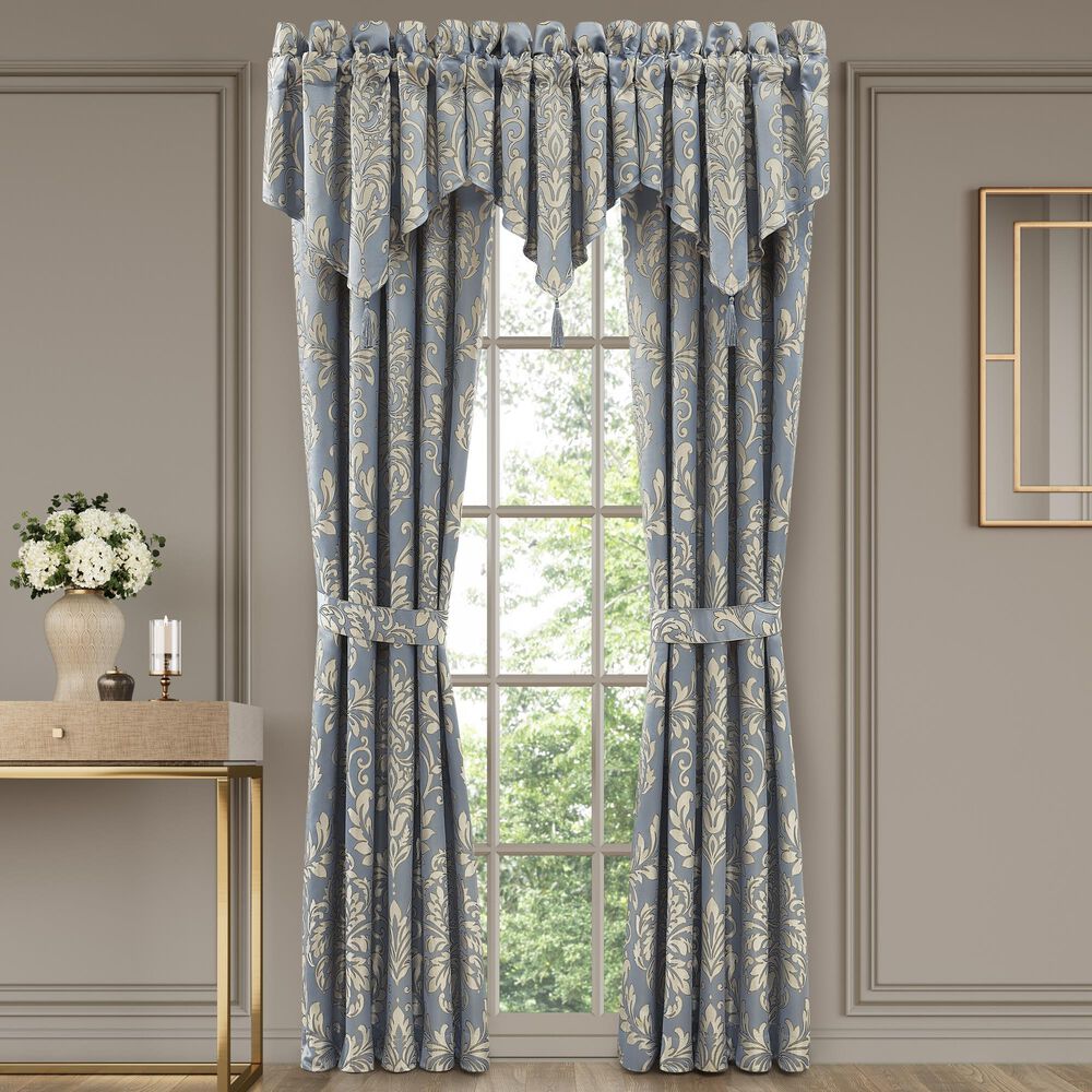 J. Queen New York Lorenzo 100&quot; x 84&quot; Window Panel Pair in Blue and Cream, , large