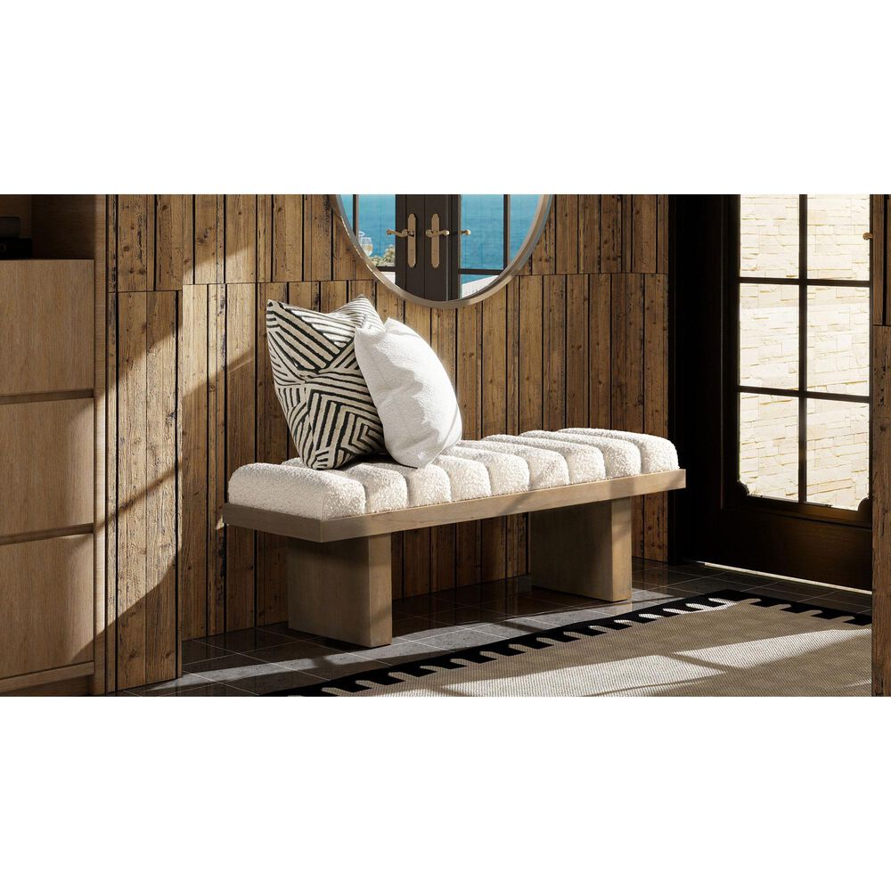 Jennifer Taylor Home Bella Accent Bench with Ivory White Upholstered in Natural, , large