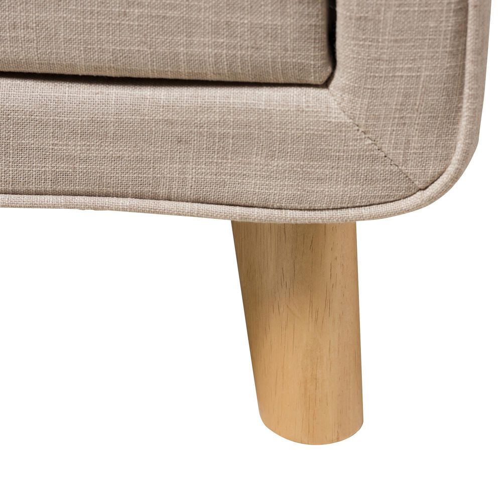 Baxton Studio Jonesy 2-Drawer Upholstered Nightstand in Beige, , large