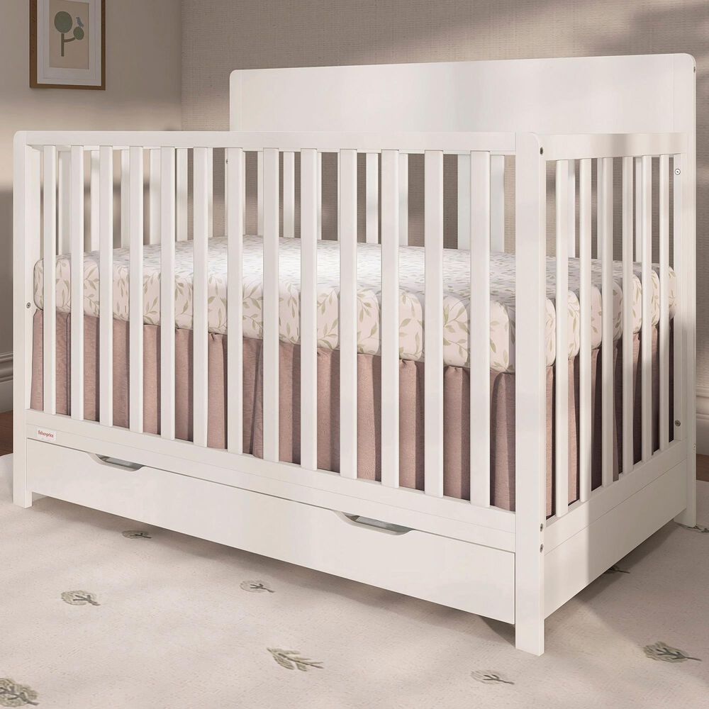 Evolur Meadowbrook 4-In-1 Convertible Crib with Drawer in Cannolia Cream, , large