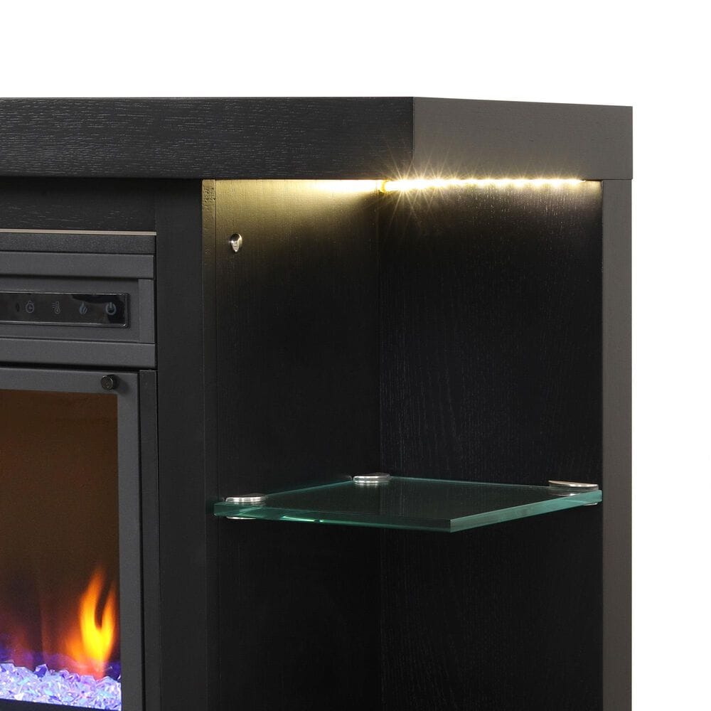 Ironleaf Riviera Media Console with 42" Fireplace Insert in Black, , large