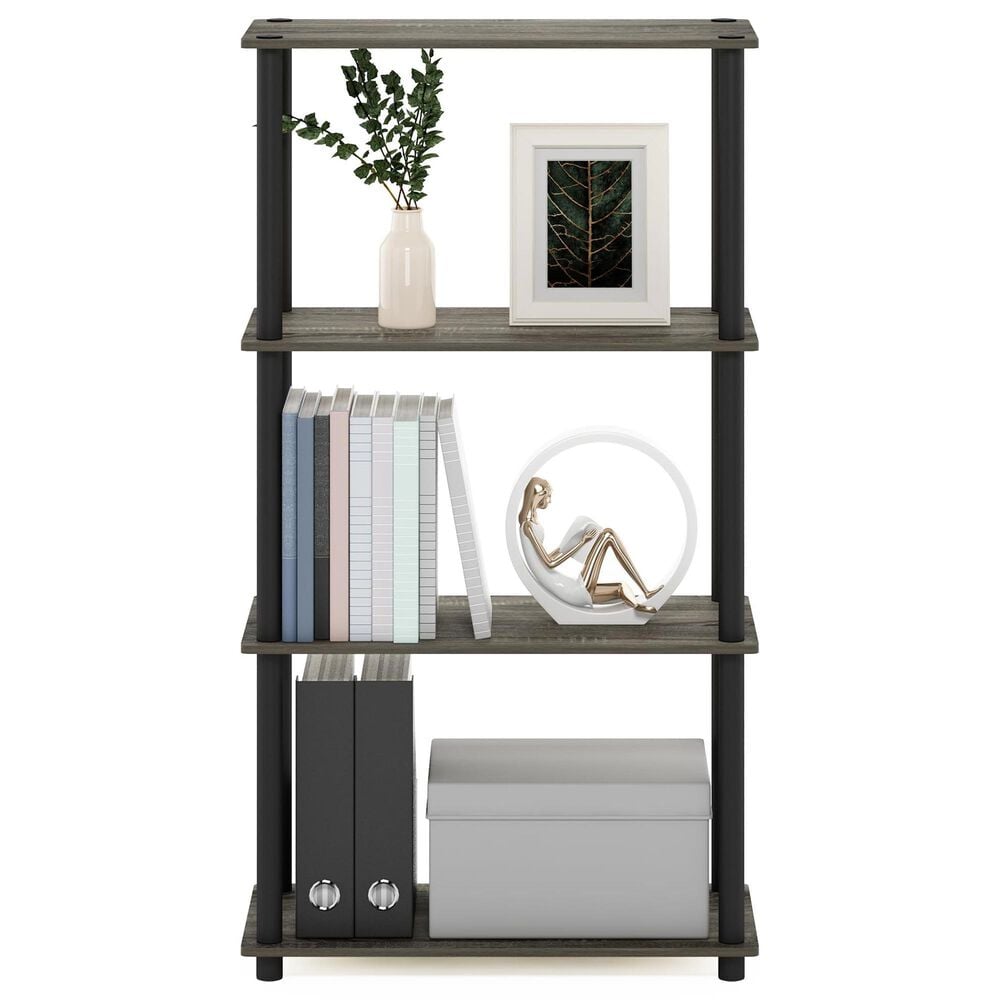 HOMLUX Turn-N-Tube 4-Tier Multipurpose Shelf Display Rack in French Oak Grey and Black, , large