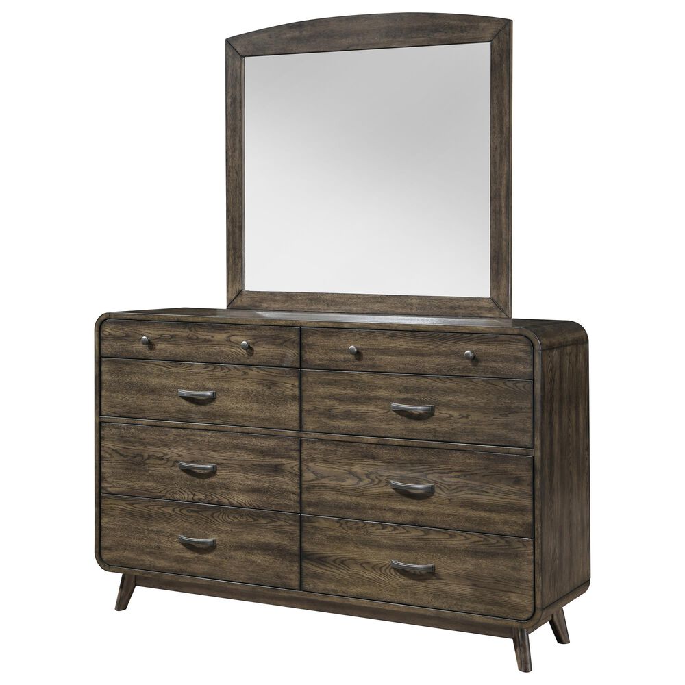 New Heritage Design Rex 8-Drawer Dresser with Mirror in Walnut, , large