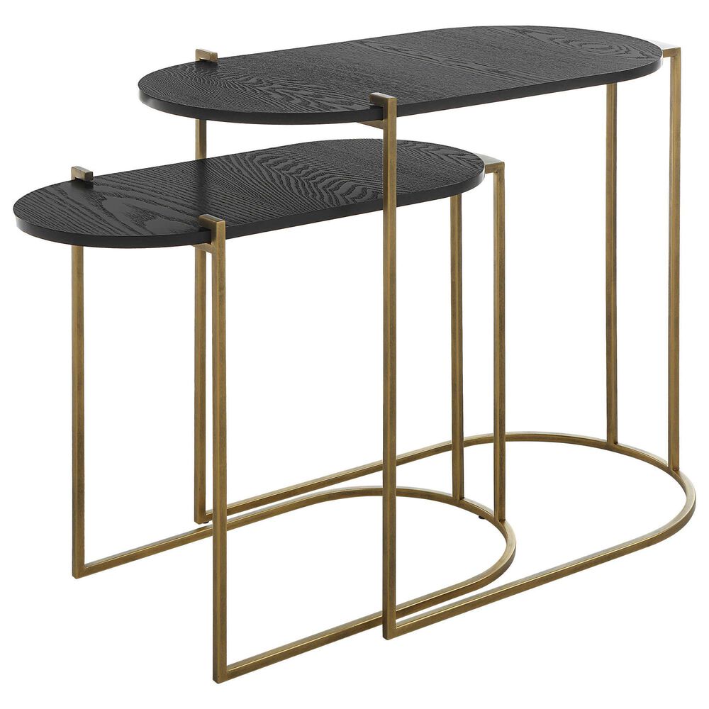 Uttermost Aztex 2-Piece Nesting Table Set in Antique Brass, , large