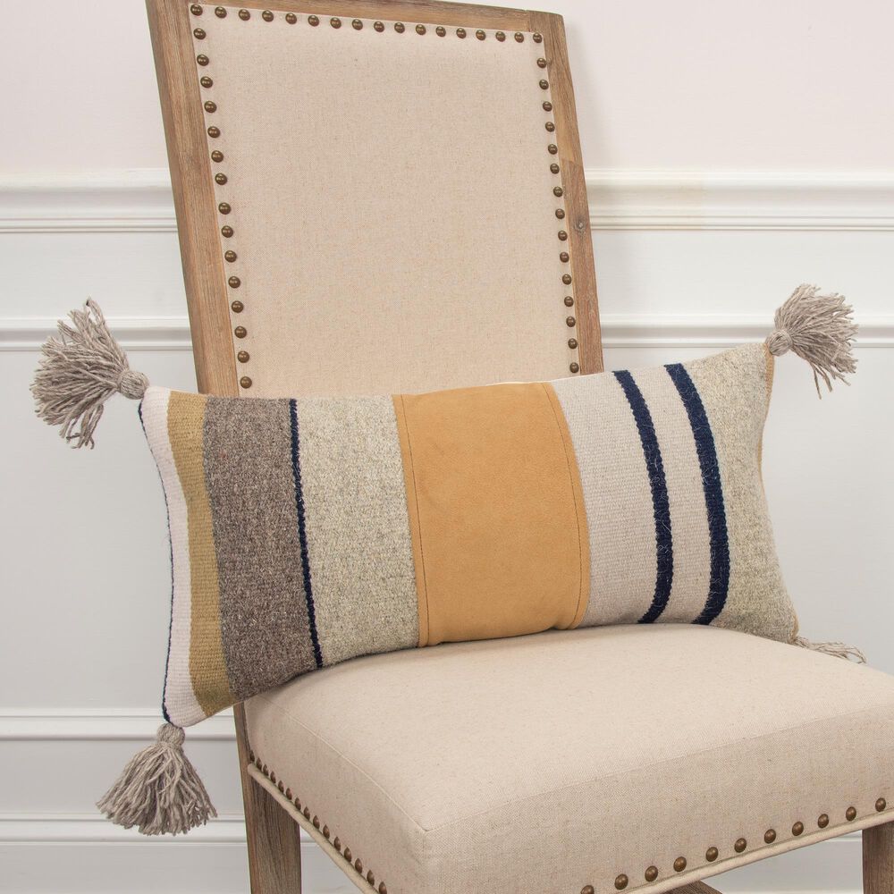 Rizzy Home Stripe 12" x 24" Pillow Cover in Natural, , large