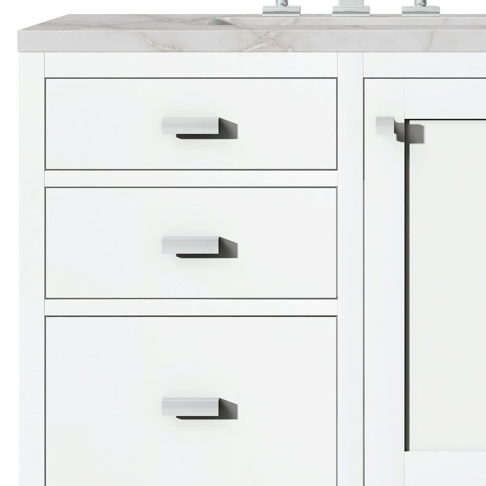 James Martin Vanities Addison 36" Single Bathroom Vanity in Glossy White with 3 cm Victorian Silver Quartz Top and Rectangular Sink, , large