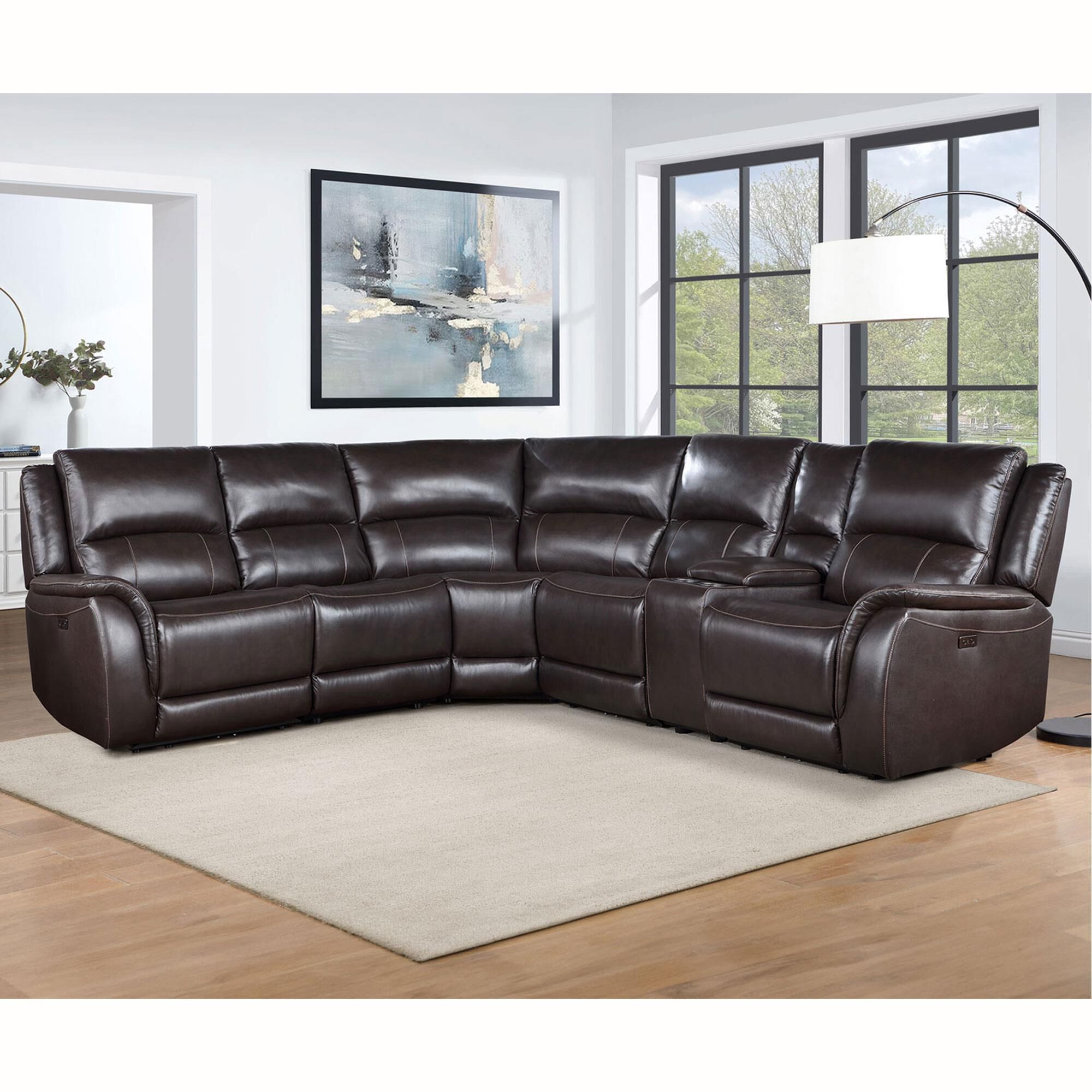 Crystal City Alexandria 6-Piece Power Reclining Sectional in Chocolate