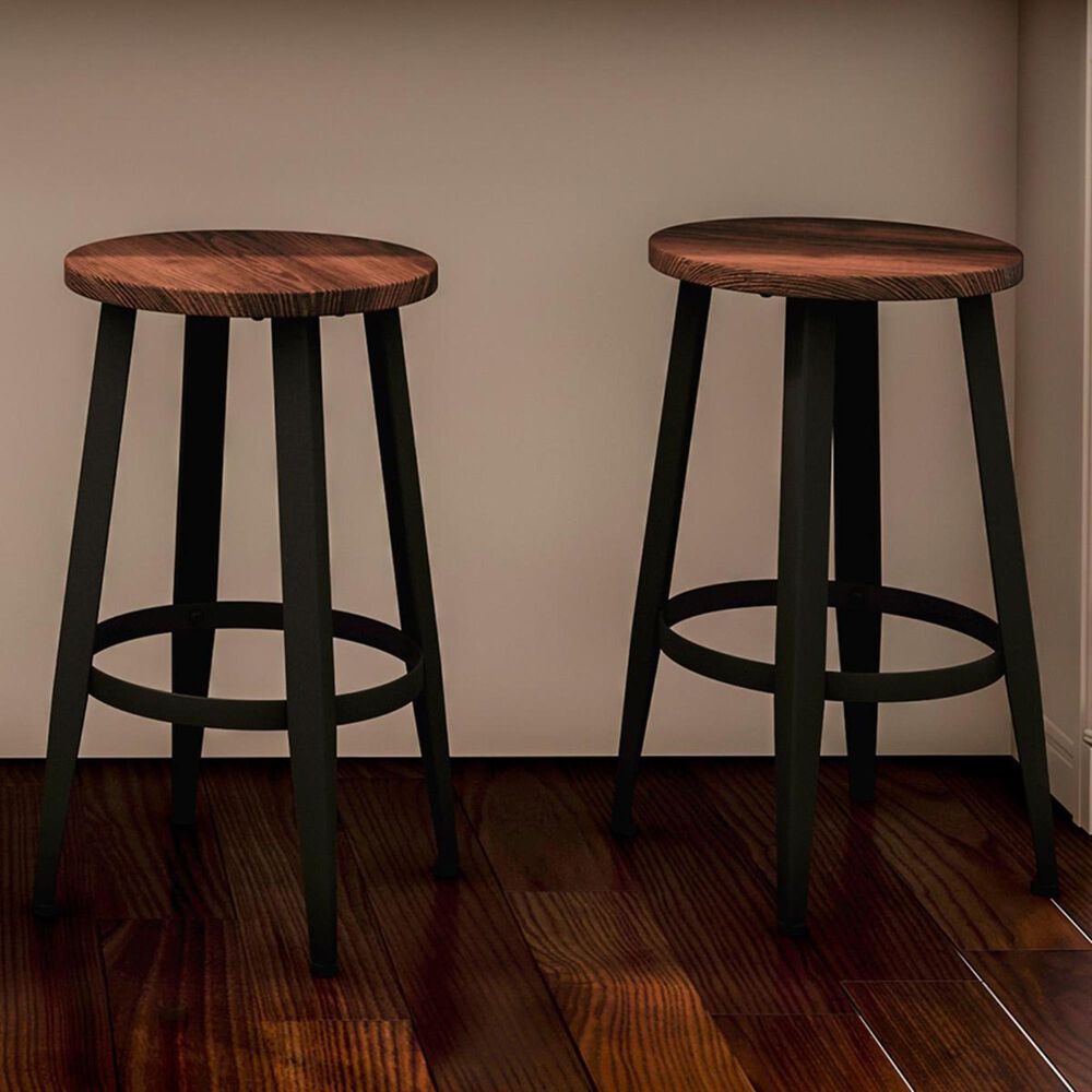 Timberlake Lavish Home Counter Height Stool in Dark Walnut (Set of 2), , large