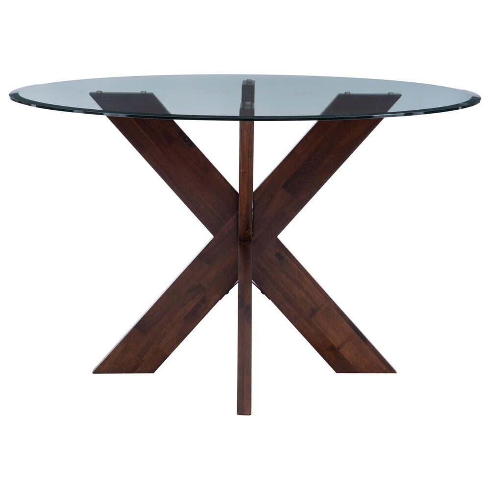 Linon Home Decor Adler X-Base Dining Table with Glass Top in Espresso and Clear - Table Only, , large