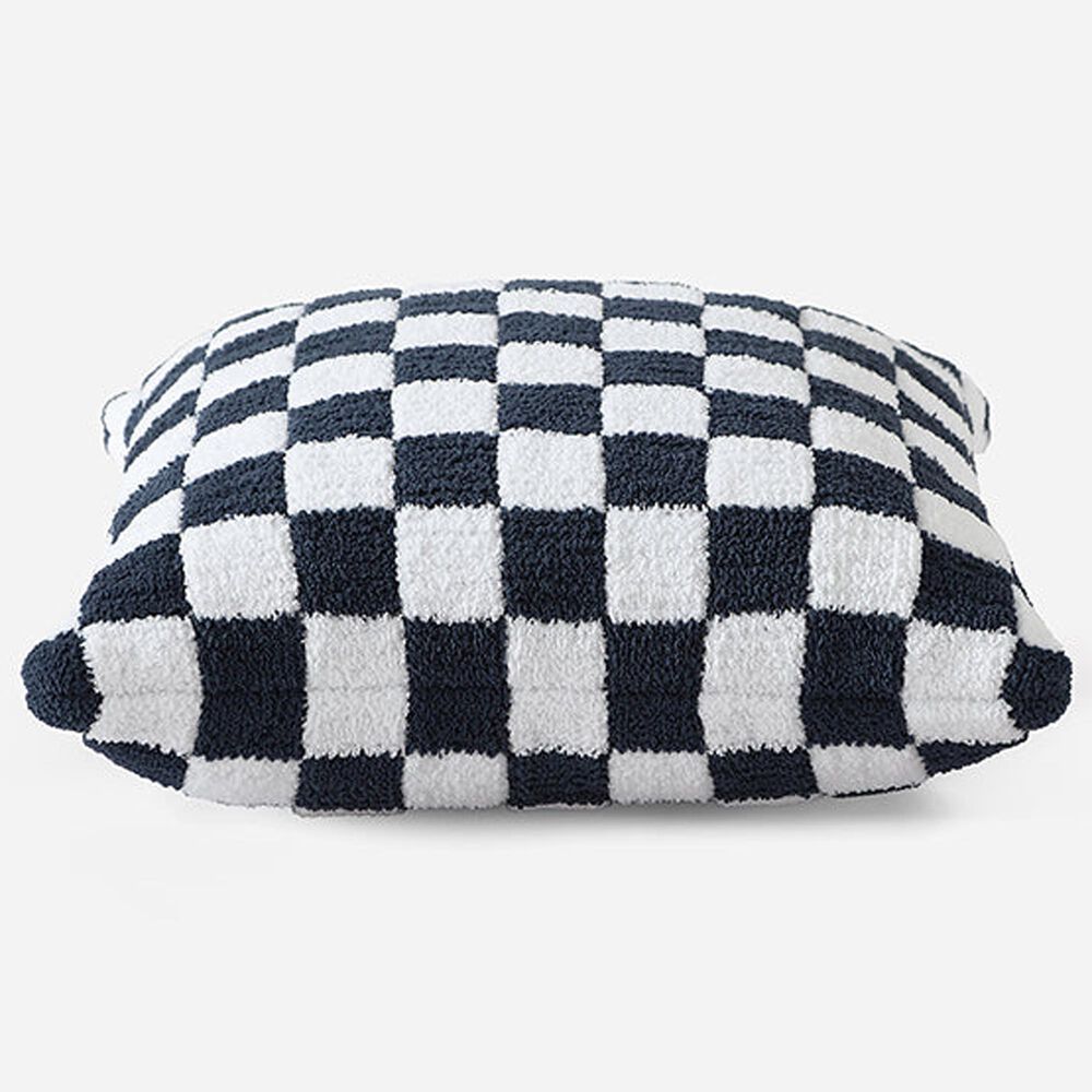 Sunday Citizen Checkerboard 20&quot; Square Throw Pillow in Midnight and Clear White, , large