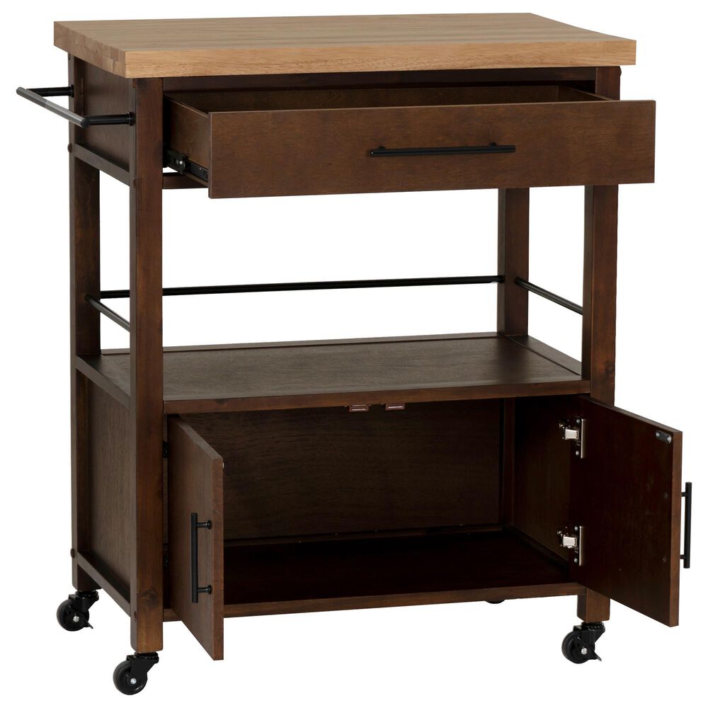 Linon Home Decor Lennix Kitchen Cart in Brown and Natural, , large
