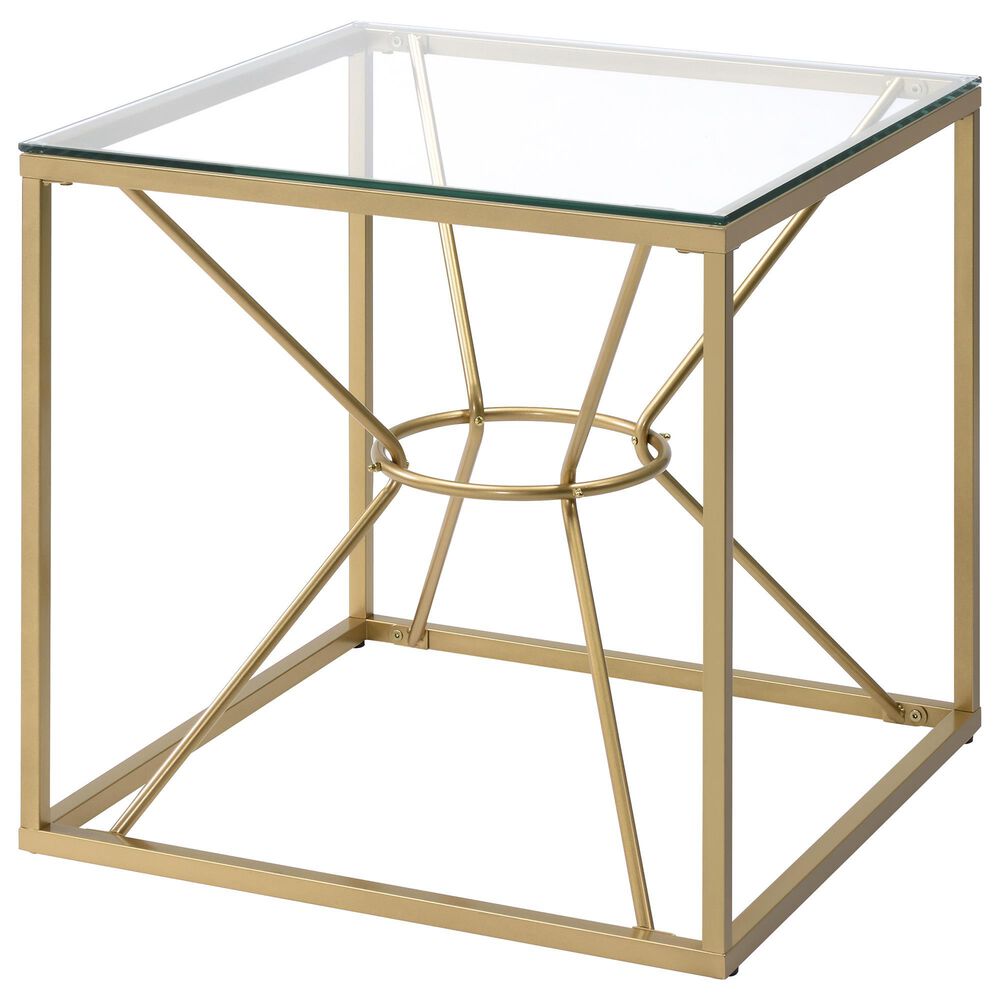 Furniture of America Hough Coffee Table Set in Gold and Clear &#40;Set of 2&#41;, , large