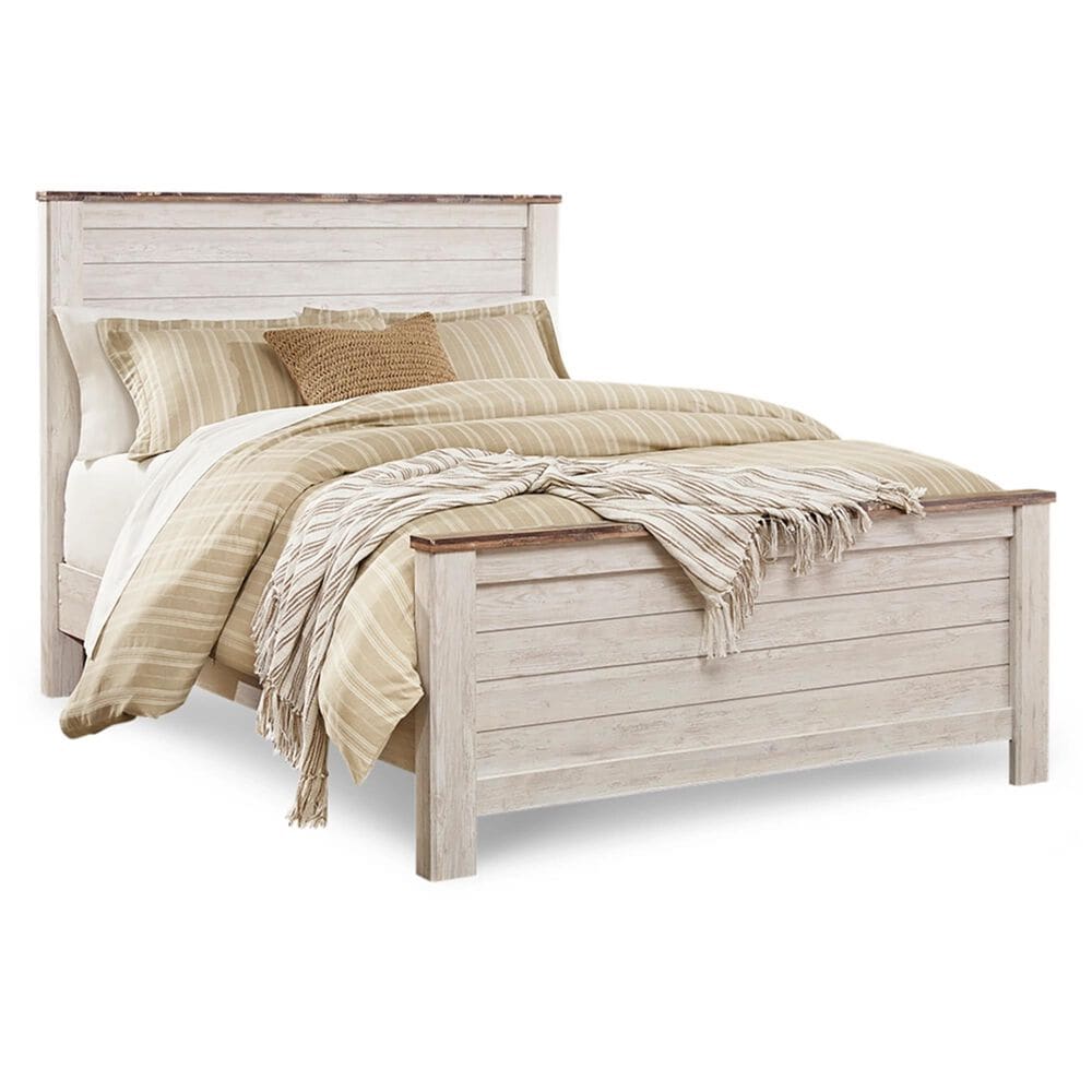 Ashley Willowton Queen Panel Bed in Whitewash, , large