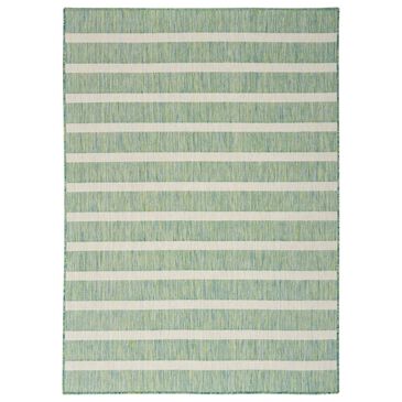 Nourison Positano POS03 Blue, Green and Ivory 5" x 7" Indoor/Outdoor Area Rug, , large