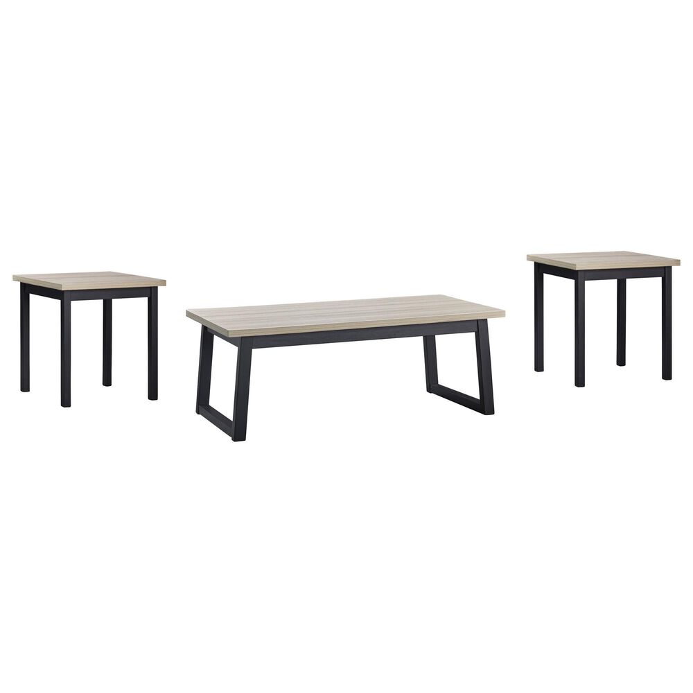 Signature Design by Ashley Waylowe Occasional Table Set in Natural and Black (Set of 3), , large