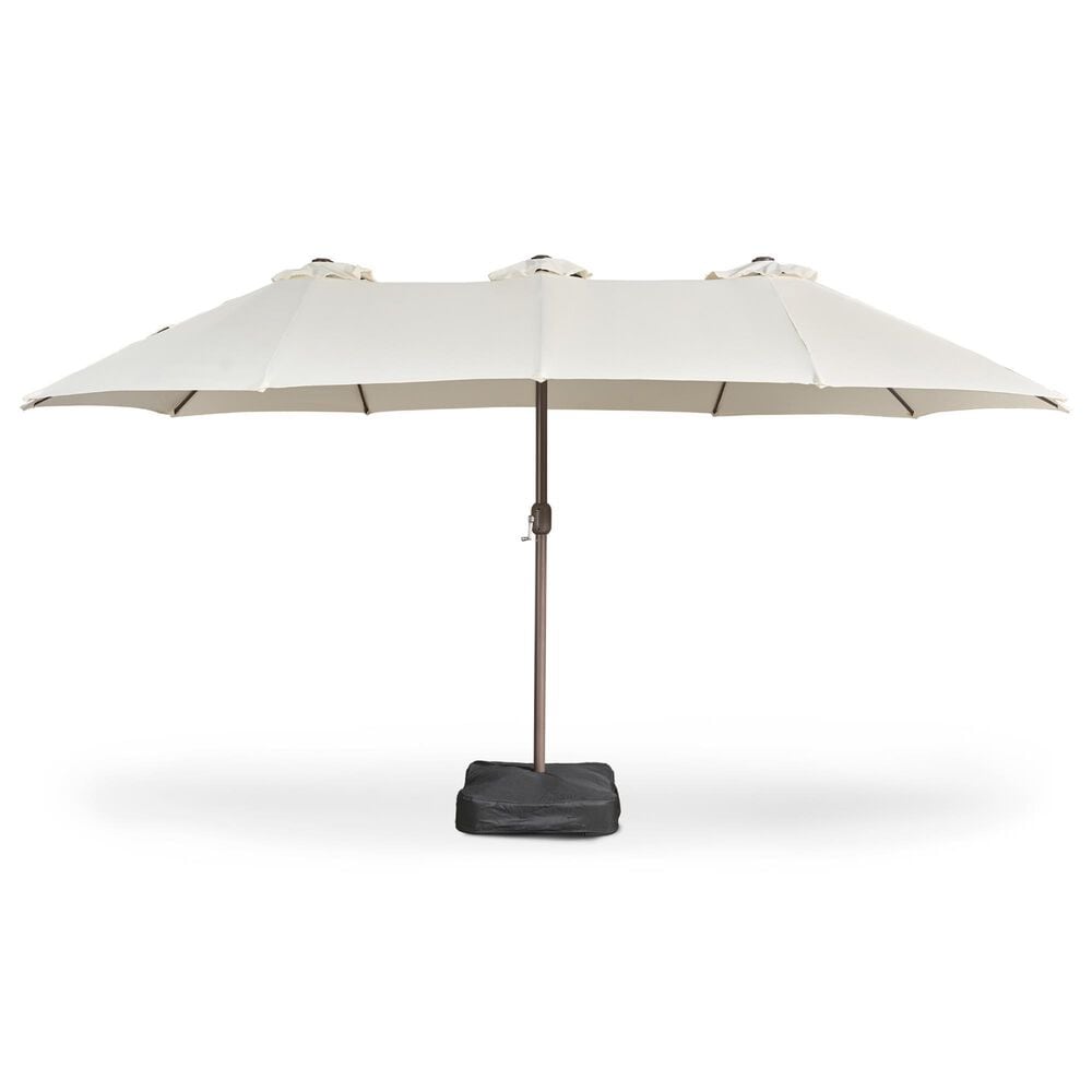 HOMLUX 15" Double-Sided Outdoor Market Umbrella with Sandbag Base in White, , large
