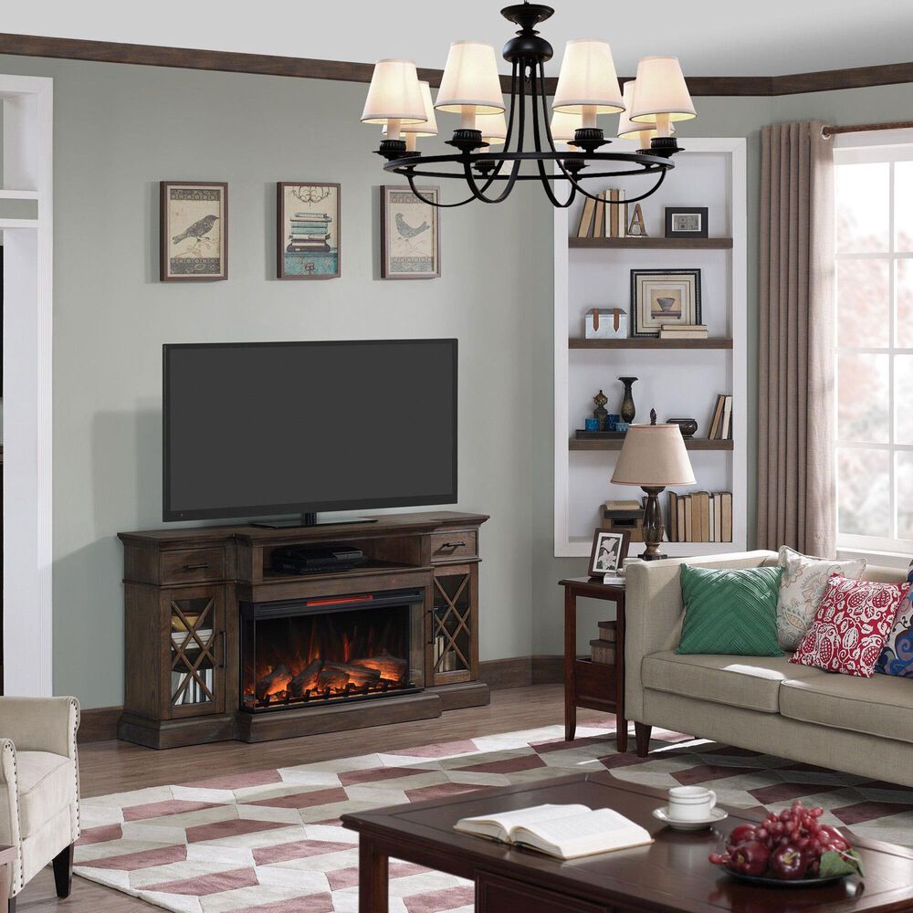 Fabio Flames Hamilton 70&quot; TV Stand with Fireplace in Prairie Brown, , large