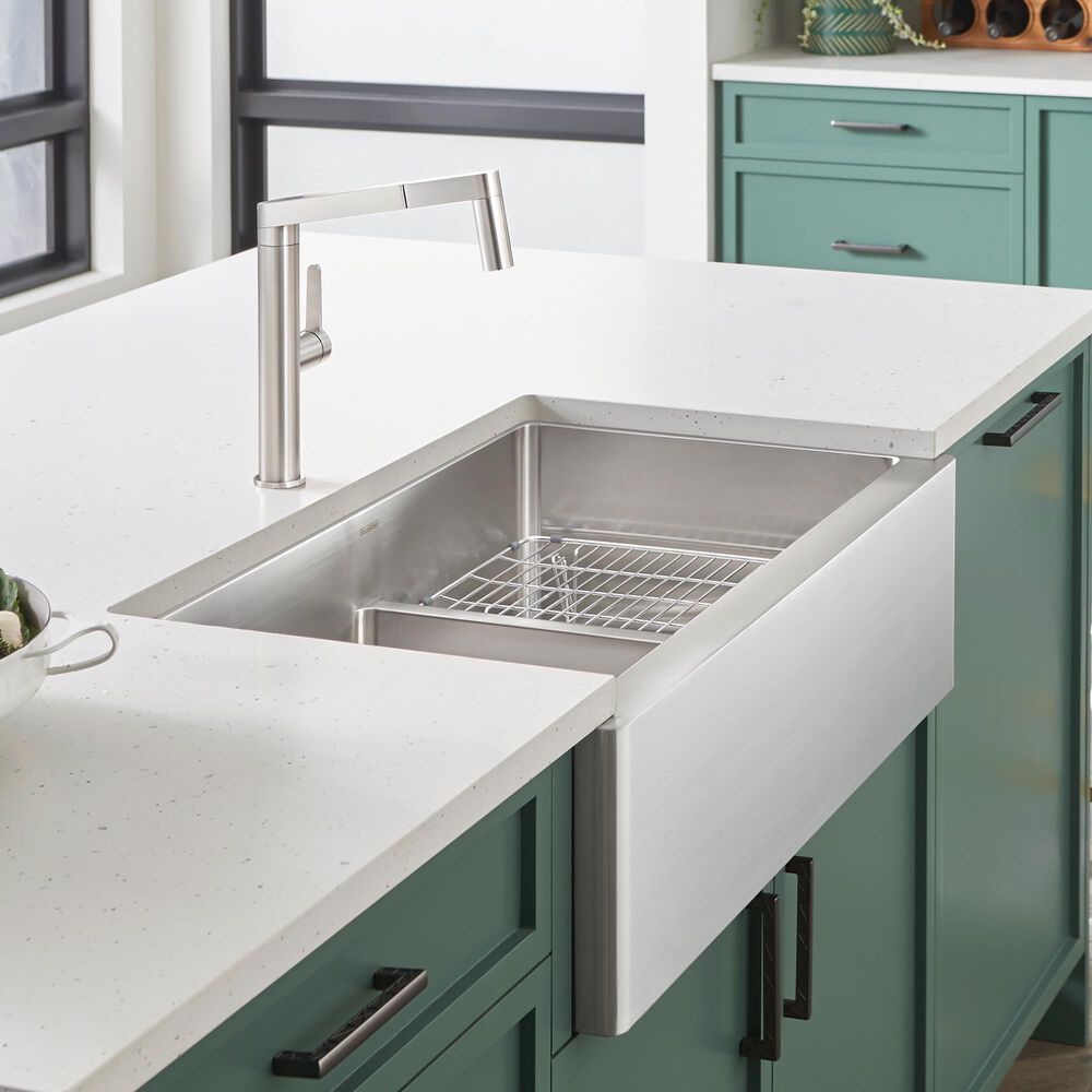 Blanco Quatrus 33&quot; R15 Apron 1-3/4 with Low Divide Sink in Refined Brushed, , large