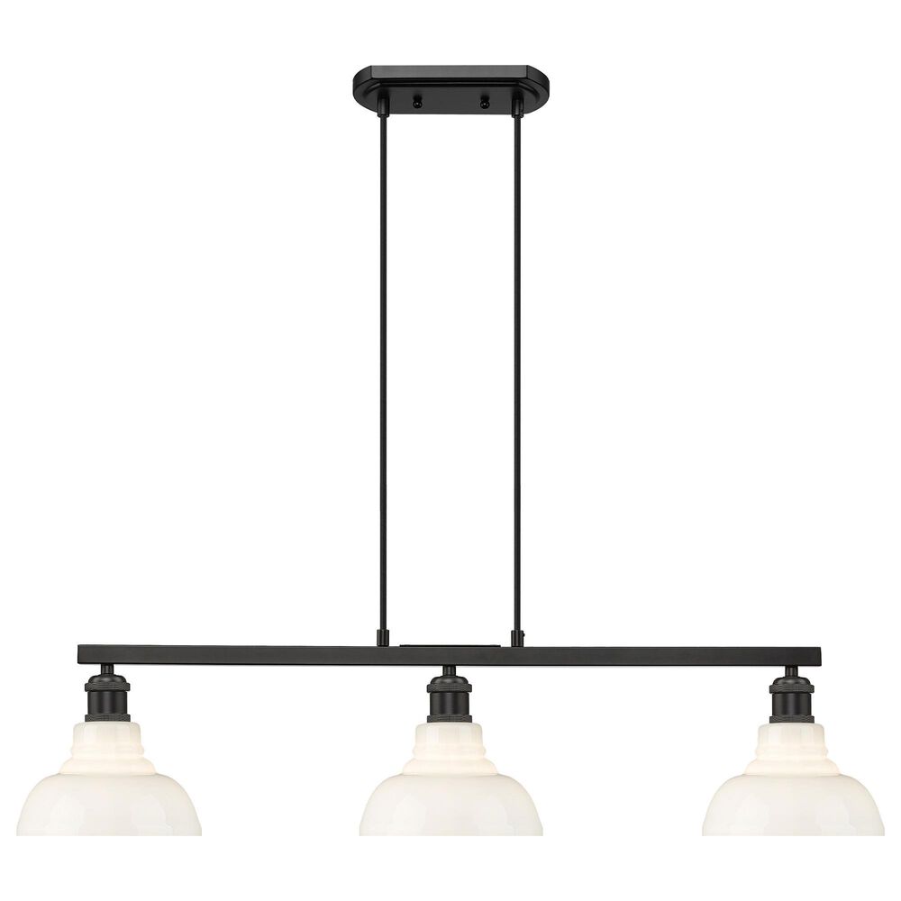 Golden Lighting Carver 3-Light Linear Pendant with Vintage Milk Shade in Matte Black, , large