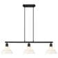 Golden Lighting Carver 3-Light Linear Pendant with Vintage Milk Shade in Matte Black, , large