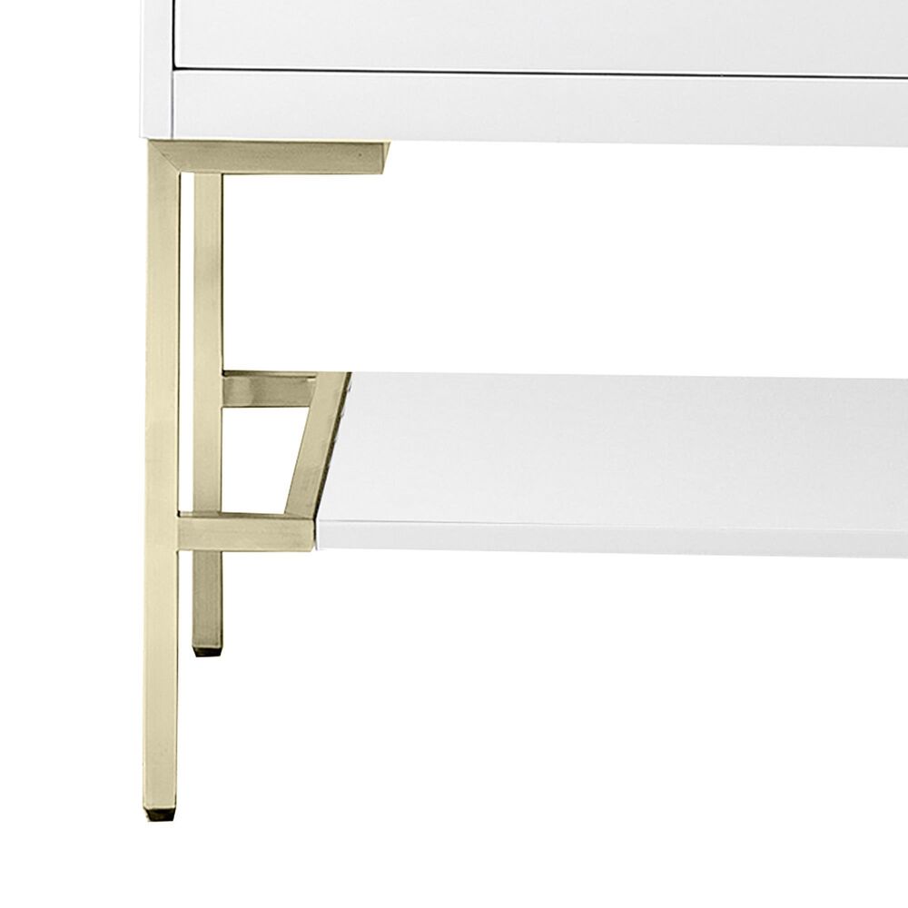 James Martin Mantova 35.4&quot; Single Bathroom Vanity in Glossy White and Champagne Brass with 2 cm Charcoal Black Resin Countertop and Rectangular Sink, , large