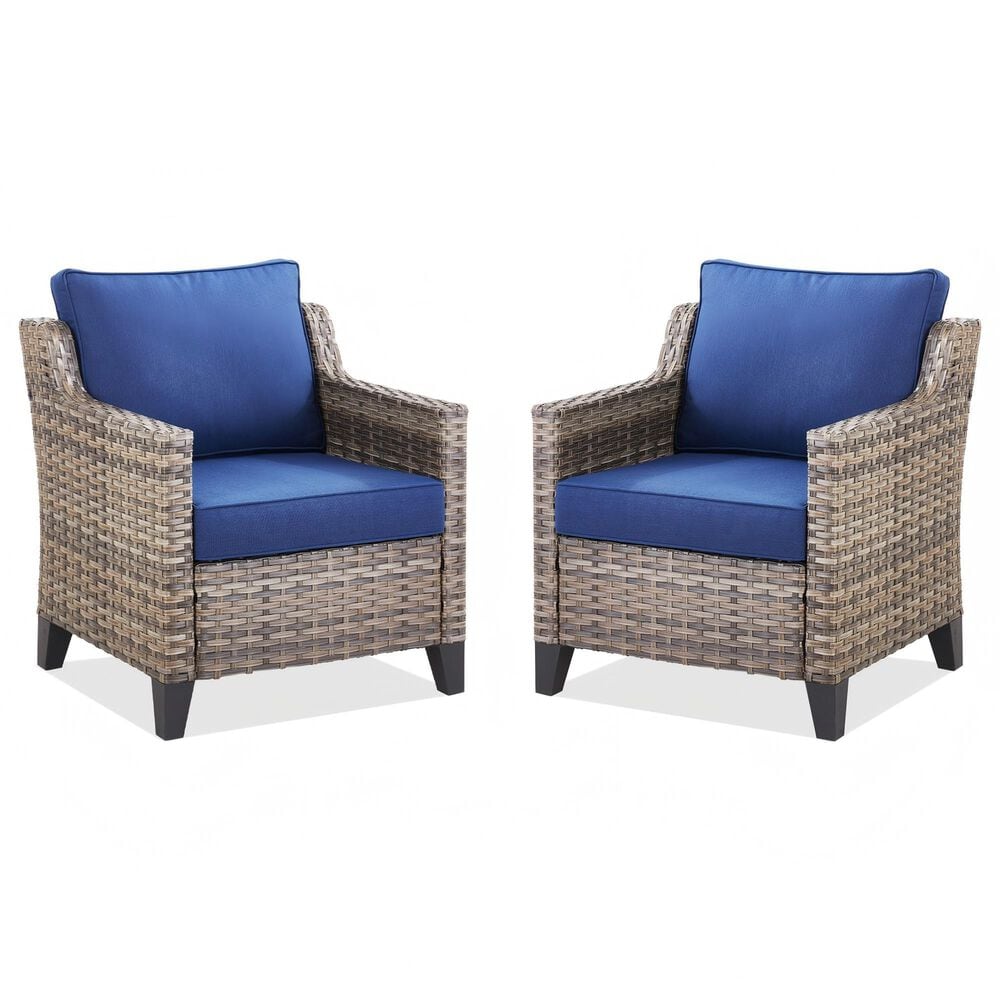 Sunwell Garden Patio Stationary Chair with Gray Frame in Navy (Set of 2), , large