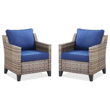 Sunwell Garden Patio Stationary Chair with Gray Frame in Navy (Set of 2), , large