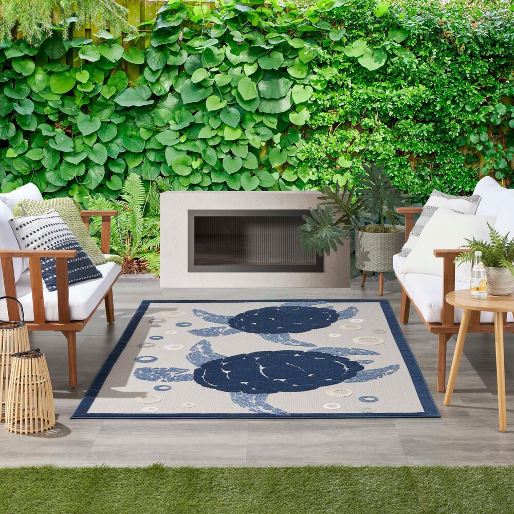 Nourison Aloha 3&#39;6&quot; x 5&#39;6&quot; Navy Blue Indoor/Outdoor Area Rug, , large