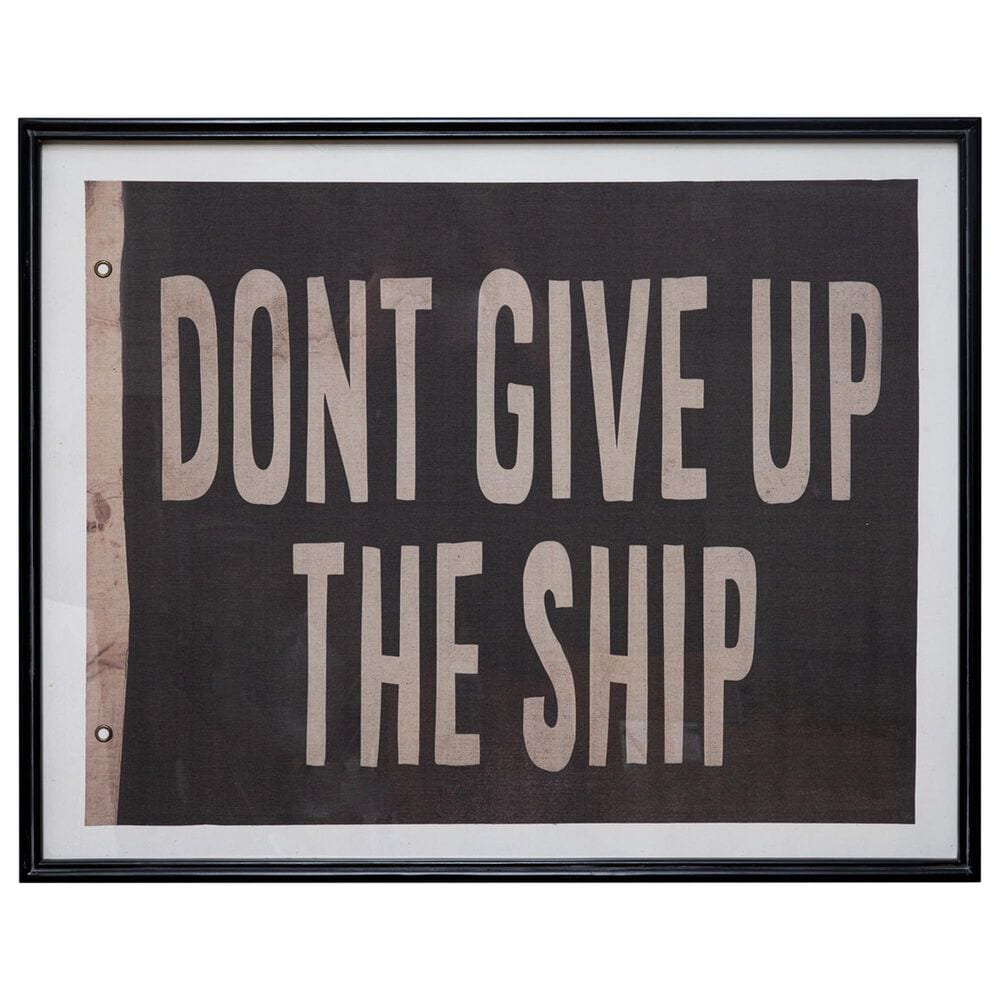 Creative Coop Shoreline 32" x 40" Vintage Flag Wall Art in Black and White, , large