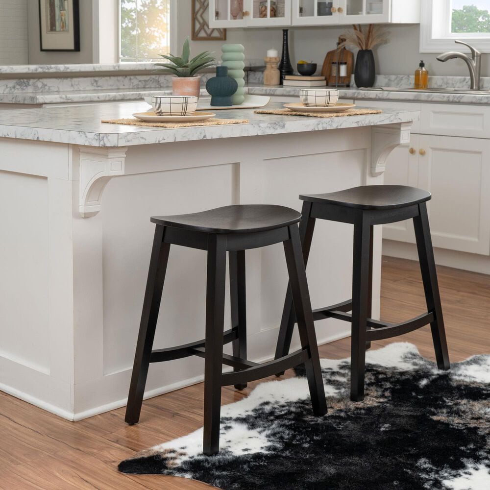 Linon Home Decor Culver Counter Stool in Black (Set of 2), , large