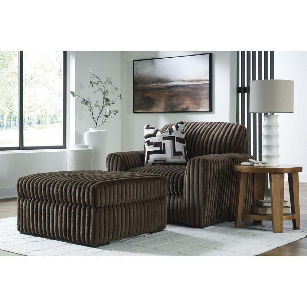 Ashley Midnight-Madness Oversized Accent Ottoman in Chocolate, , large