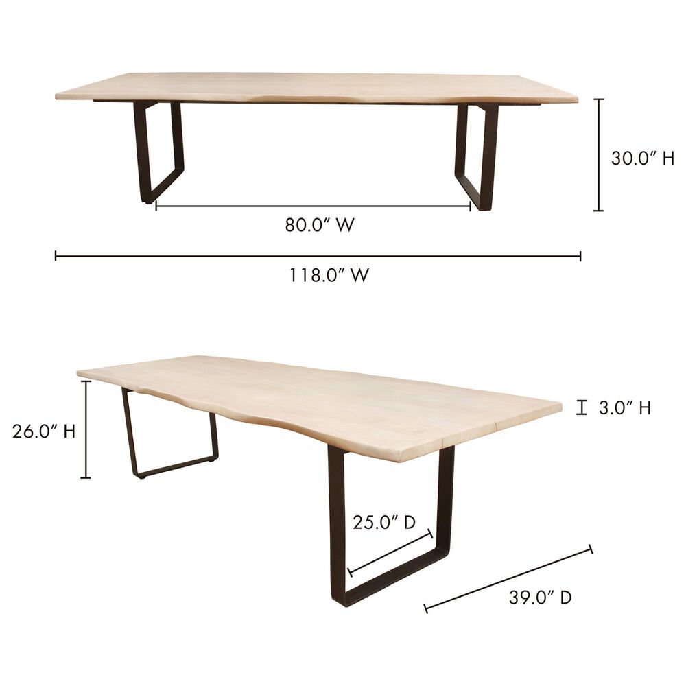 Moe&#39;s Home Collection Wilks Dining Table in White and Silver Grey - Table Only, , large