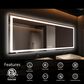 HOMLUX 60" x 36" LED Bathroom Makeup Mirror in Silver, , large