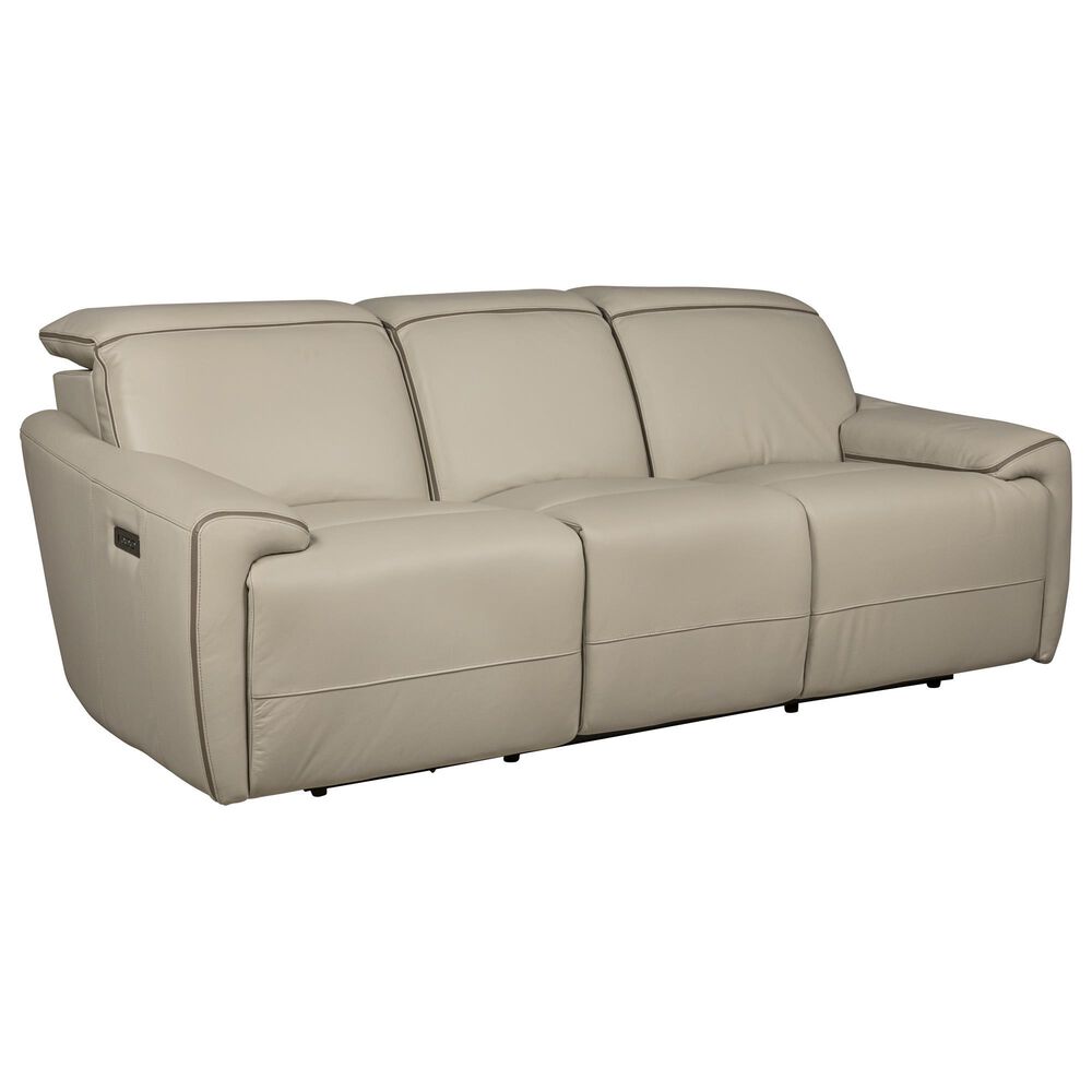 Superb Leather Power Motion Sofa with Power Headrest in Myrtle Light Grey, , large