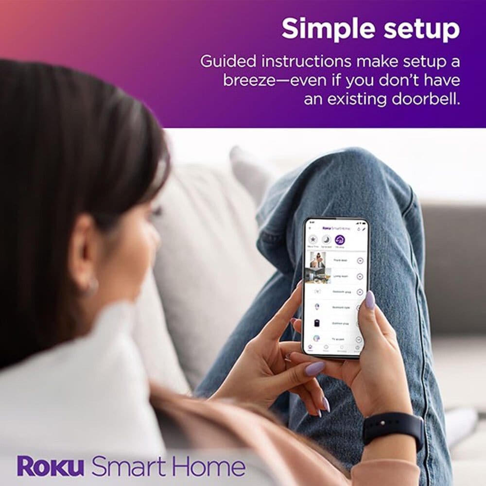 Roku Wire-free Video Doorbell and Chime with 1440p HD Night Vision in White, , large